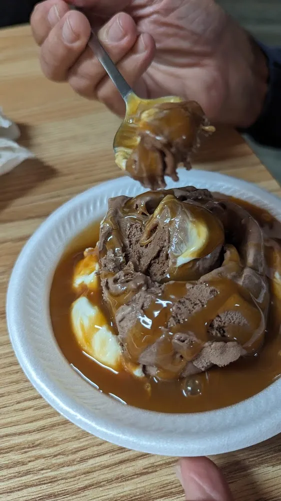 Ice Cream with Caramel Sauce
